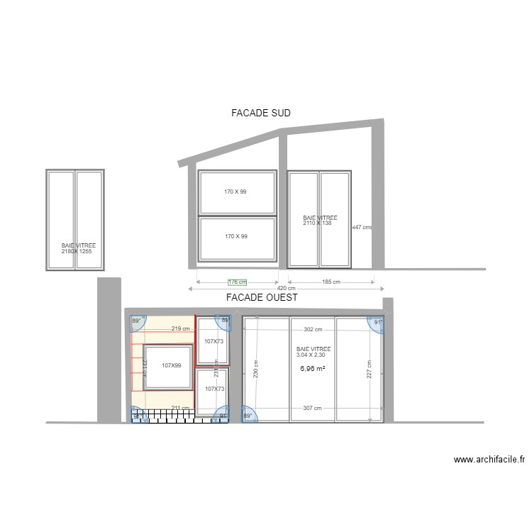 SALON JARDIN. Plan de 2 pièces et 12 m2