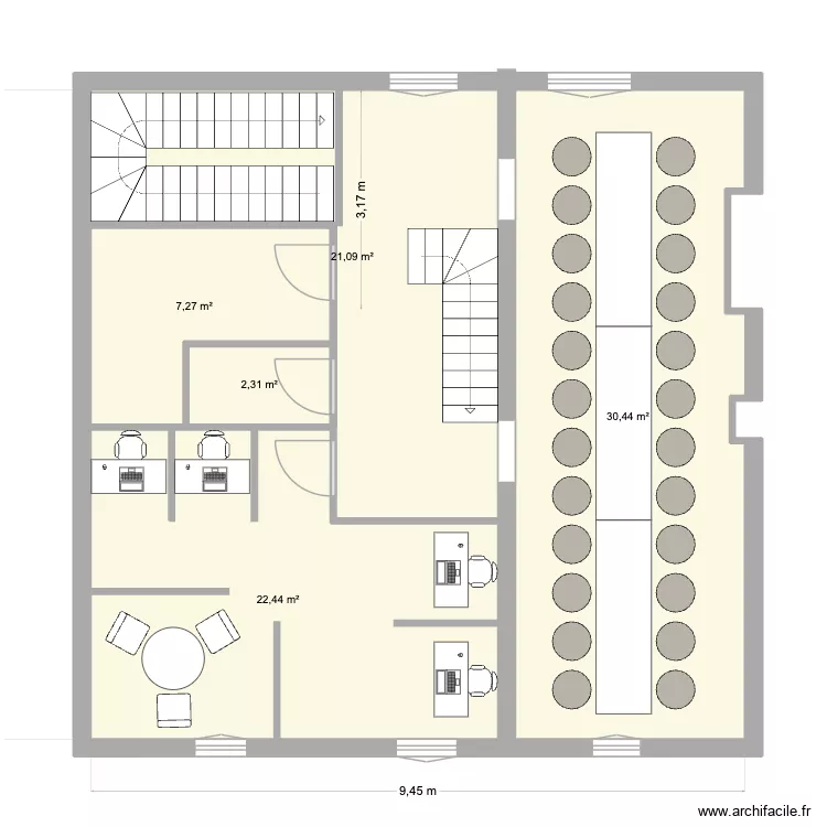 Etage 2 projet Bureau. Plan de 5 Pièces et 84 m² Etage 2 projet Bureau. Plan de 5 Pièces et 84 m²