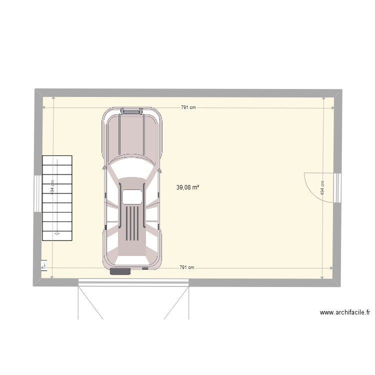 garage jardin. Plan de 1 pièce et 39 m2