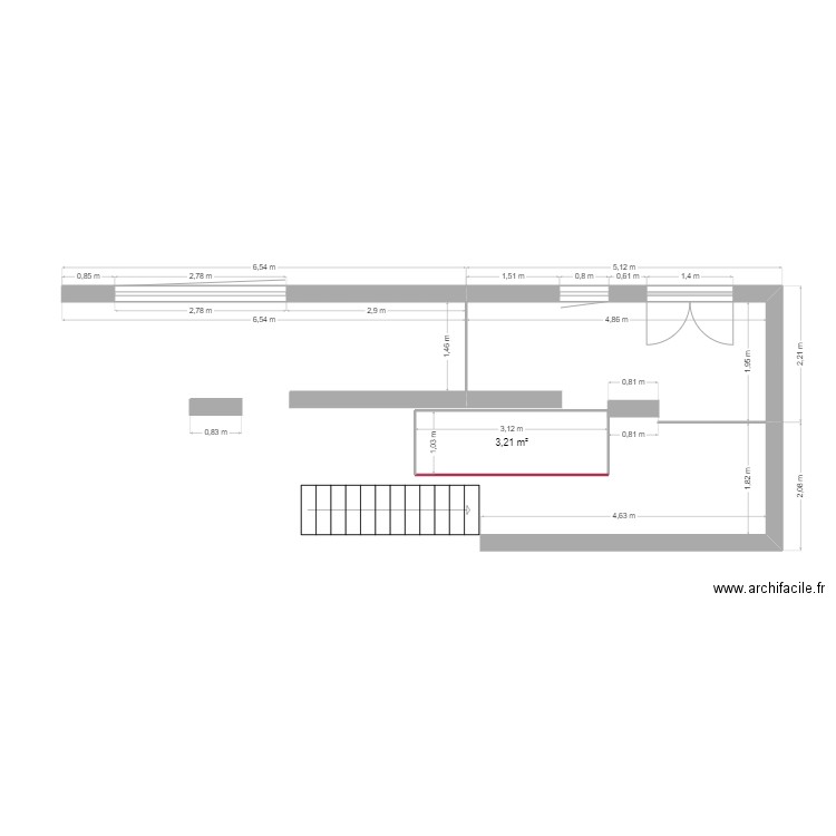 zone fumeur. Plan de 1 pièce et 3 m2