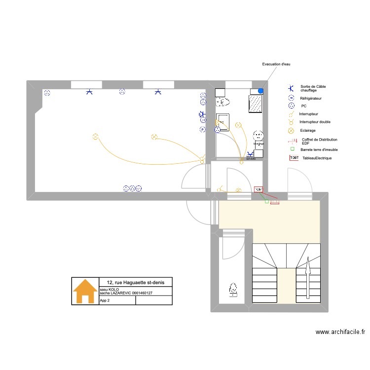 12 haguaette app2. Plan de 3 pièces et 14 m2