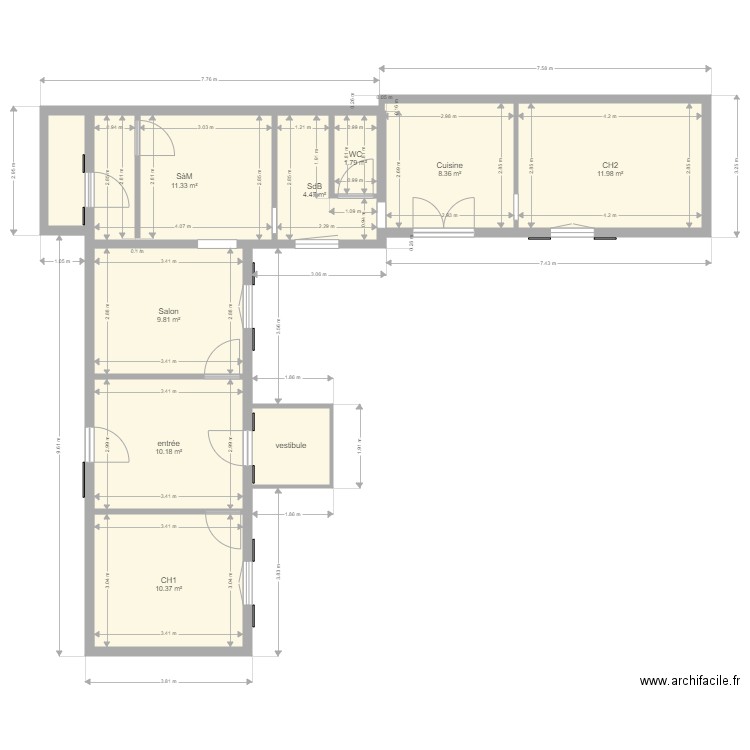 FONTANIE. Plan de 10 pièces et 74 m2