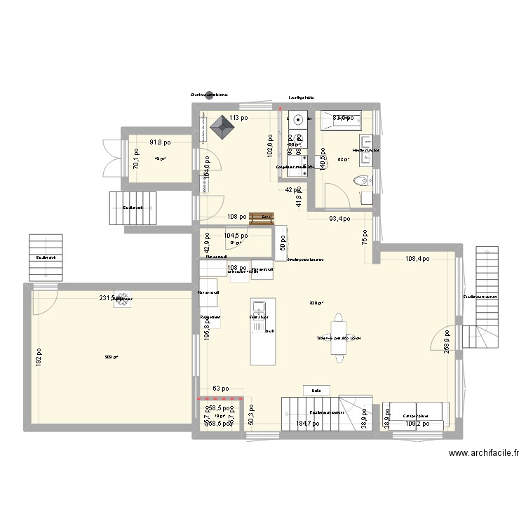 extension chalet 2. Plan de 7 pièces et 124 m2