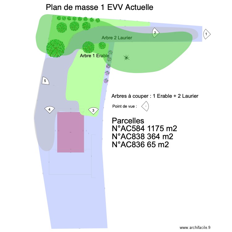 PLAN DE MASSE 1 . Plan de 1 pièce et 102 m2