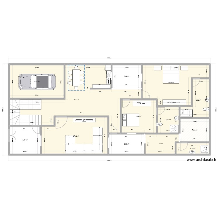 KOUN. Plan de 13 pièces et 199 m2