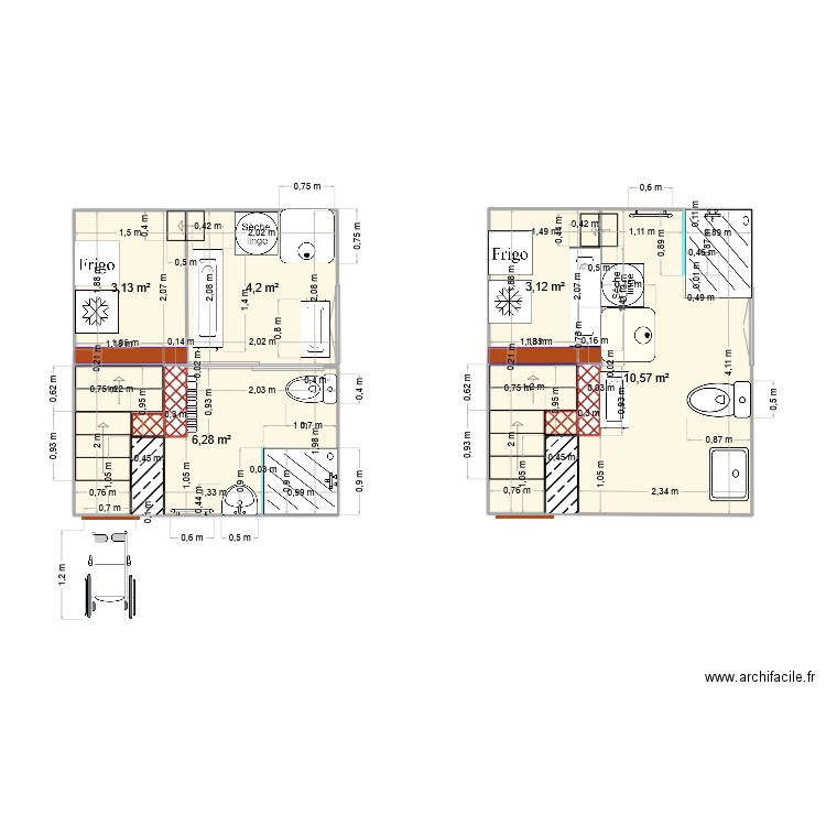 Garde manger. Plan de 5 pièces et 27 m2
