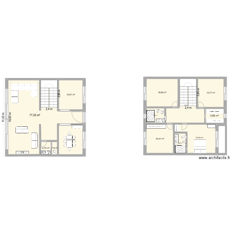 RDC. Plan de 13 pièces et 221 m2