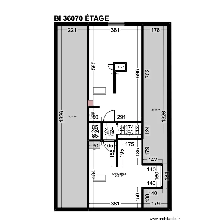 BI 36070. Plan de 26  et 372 m²