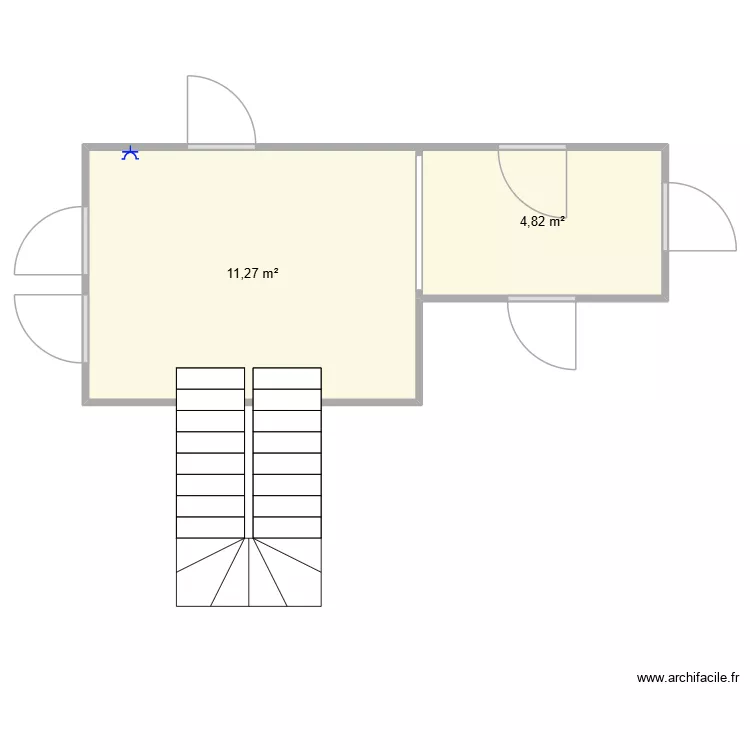 palier. Plan de 2  et 16 m²