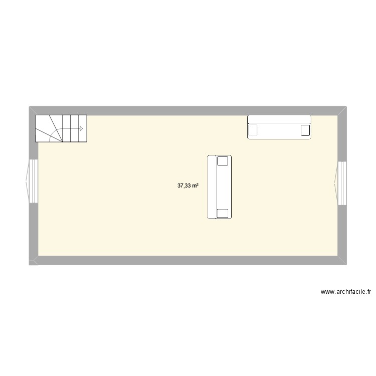 salon. Plan de 1 pièce et 37 m2