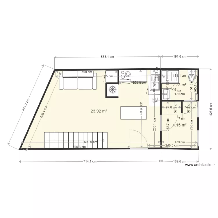 palissade5. Plan de 3  et 31 m²