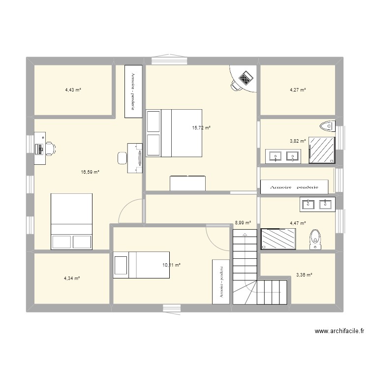 noailles. Plan de 10 pièces et 76 m2