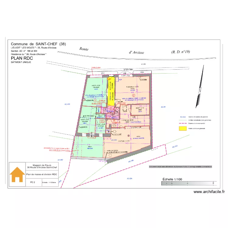 PC 2 Plan de masse et division RDC. Plan de 
