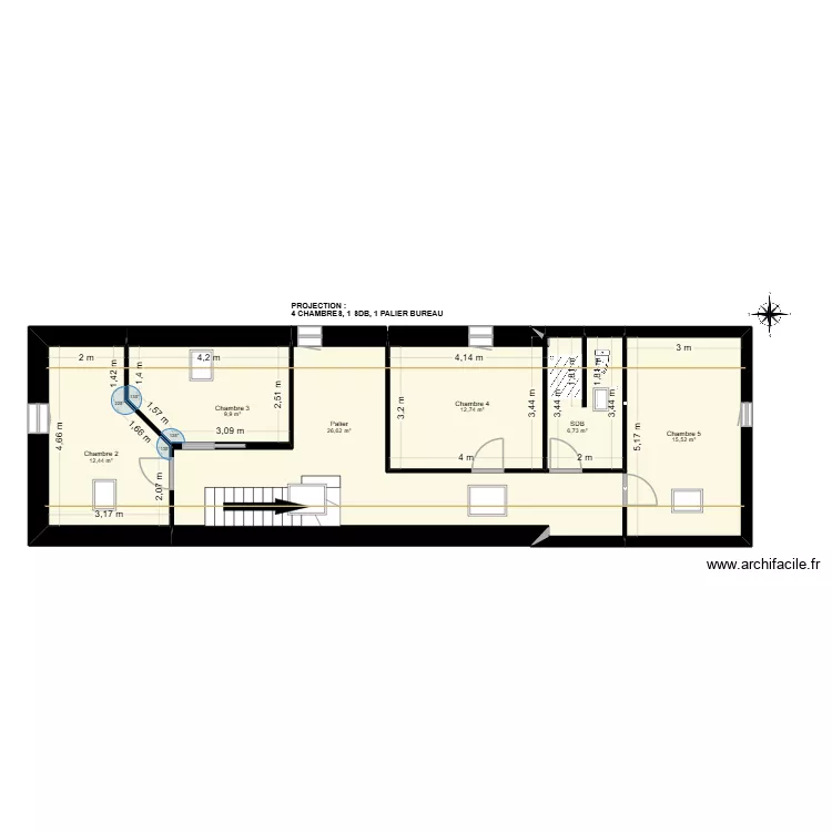 Balansun Etage 4. Plan de 6  et 84 m²