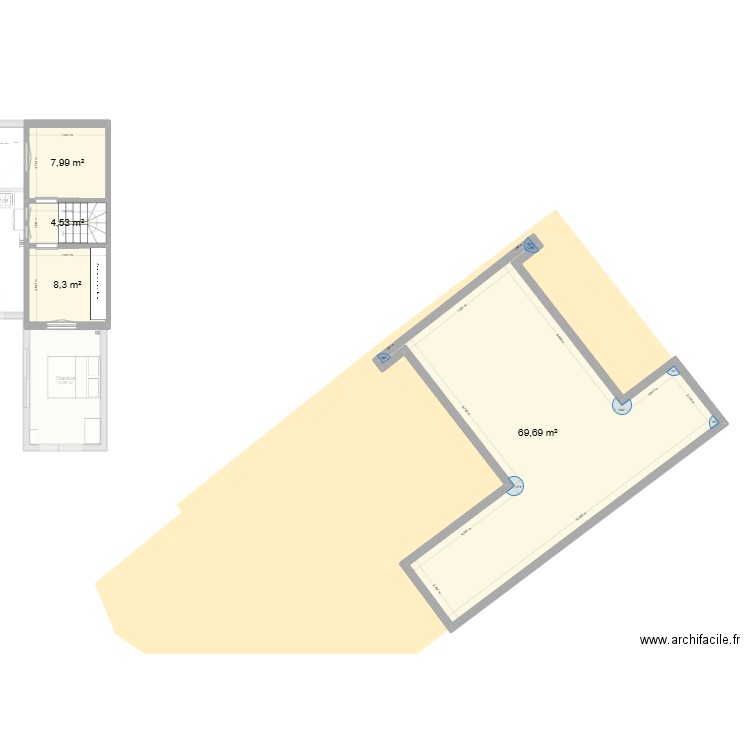 ETAGE. Plan de 13 pièces et 236 m2