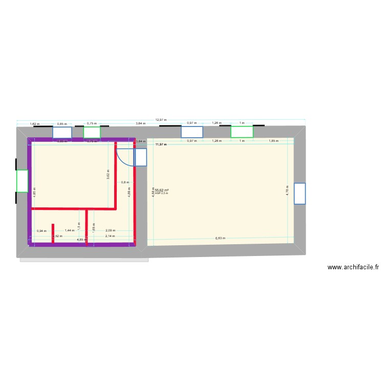 rdc final 1. Plan de 5 pièces et 130 m2