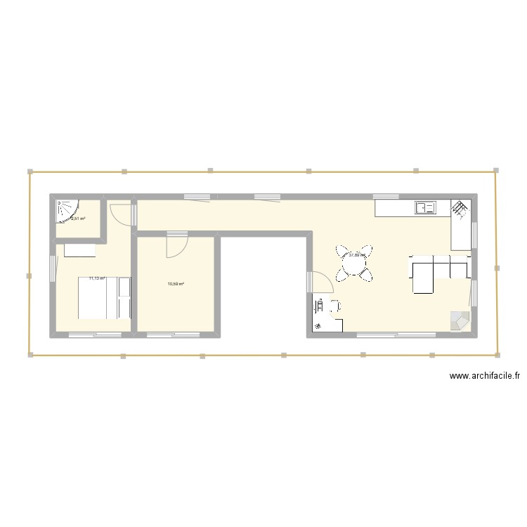 maison. Plan de 4 pièces et 62 m2