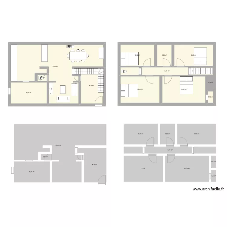Coupe Atelier. Plan de 