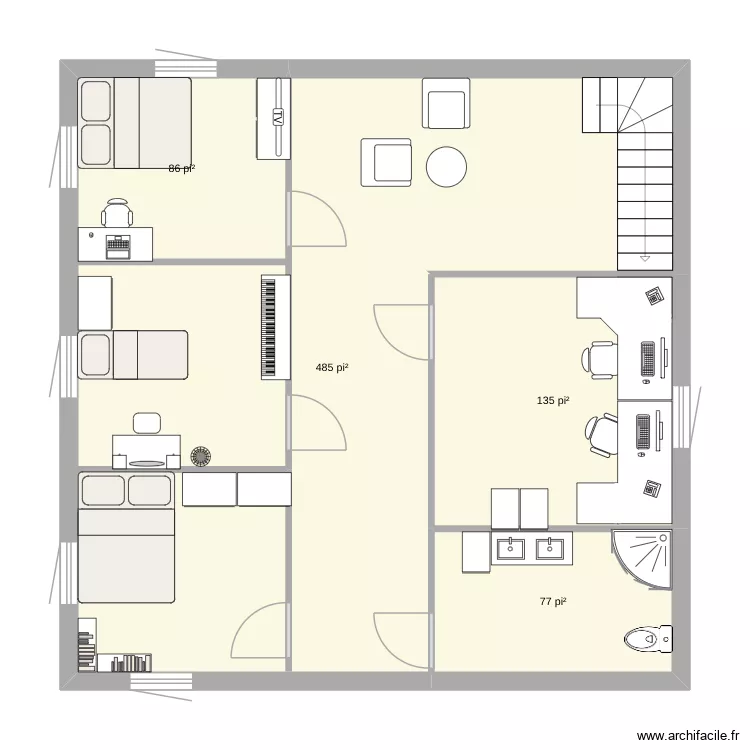 maison 1 étage. Plan de 4 Pièces et 73 m² maison 1 étage. Plan de 4 Pièces et 73 m²