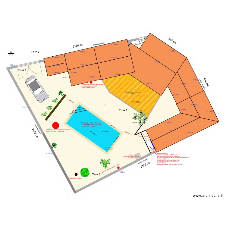 Bois plage travaux avec terrasse modifiée NEW piscine 222. Plan de 19 pièces et 379 m2