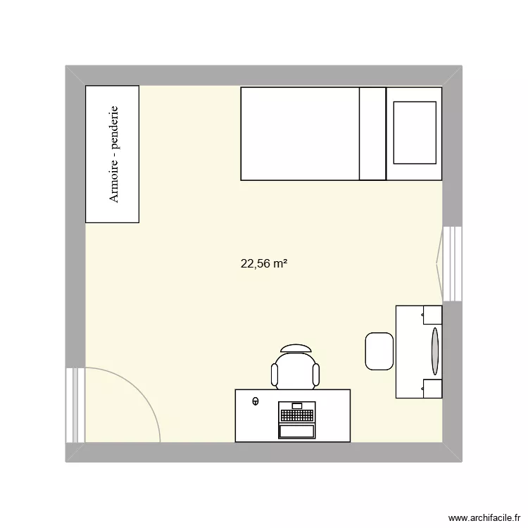 CHAMBRE ROXANE. Plan de 1  et 23 m²
