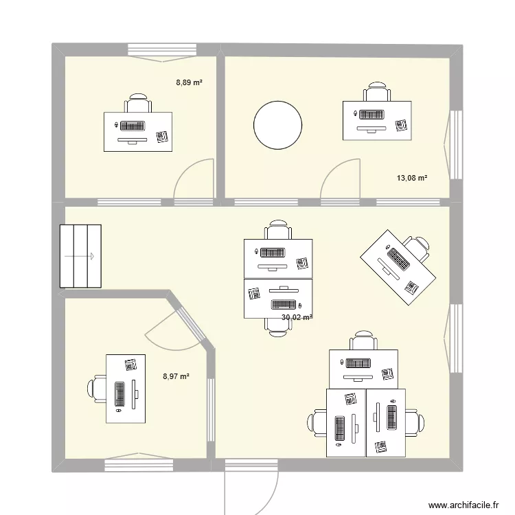 bureau2. Plan de 4  et 61 m²