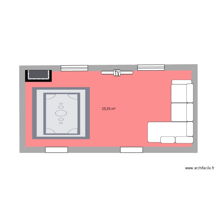 Salon79. Plan de 1 pièce et 25 m2