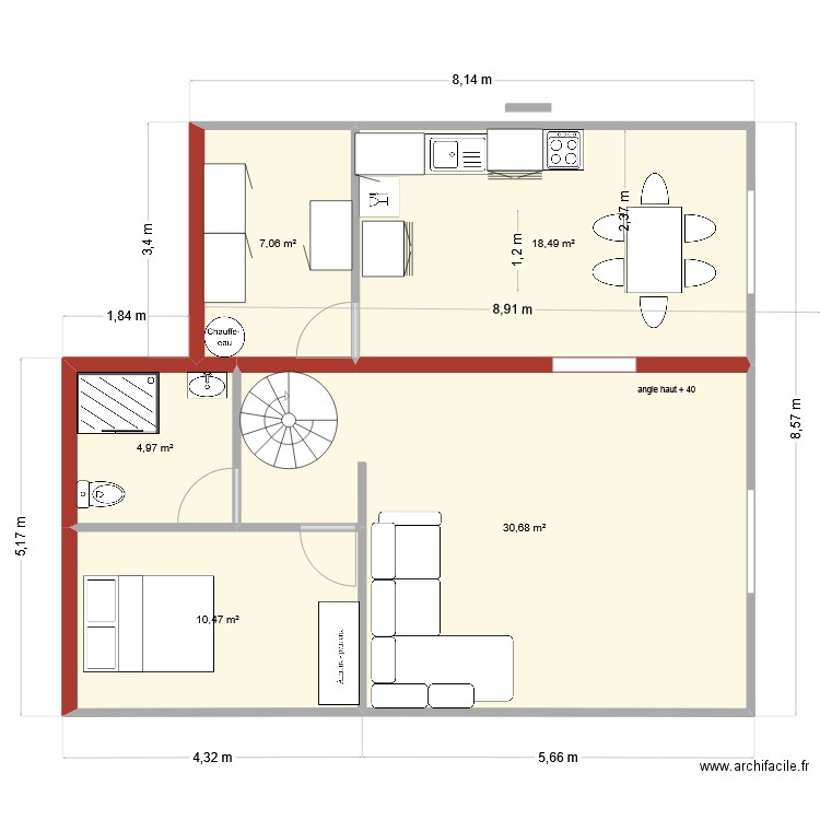 bodiguel 4. Plan de 5 pièces et 72 m2