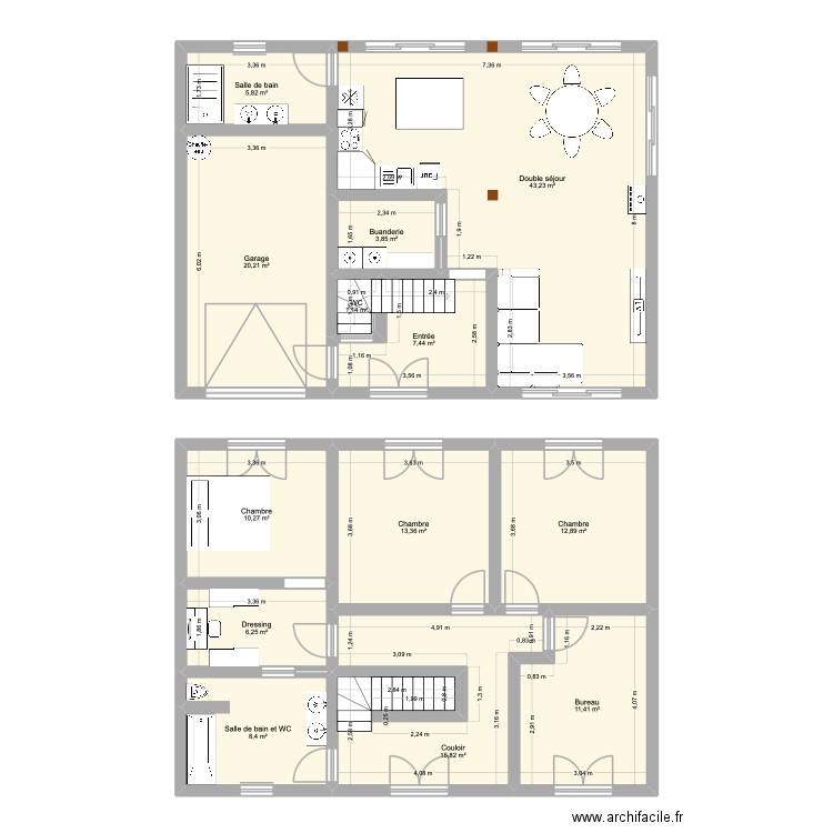 Grange avec Garage. Plan de 13 pièces et 160 m2
