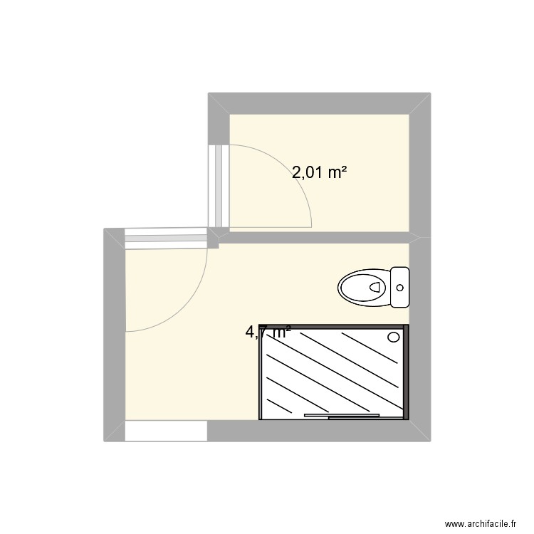 nlsuisa. Plan de 2 pièces et 7 m2