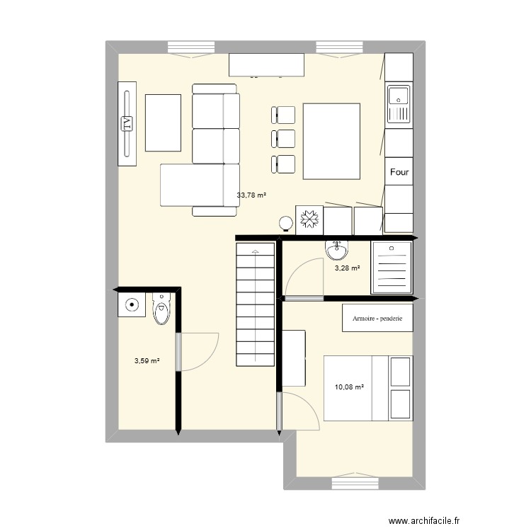 Prazia test 2. Plan de 4 pièces et 51 m2