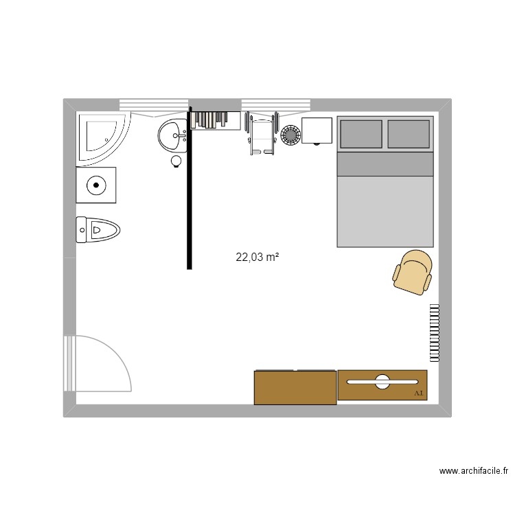 artappliquer. Plan de 1 pièce et 22 m2