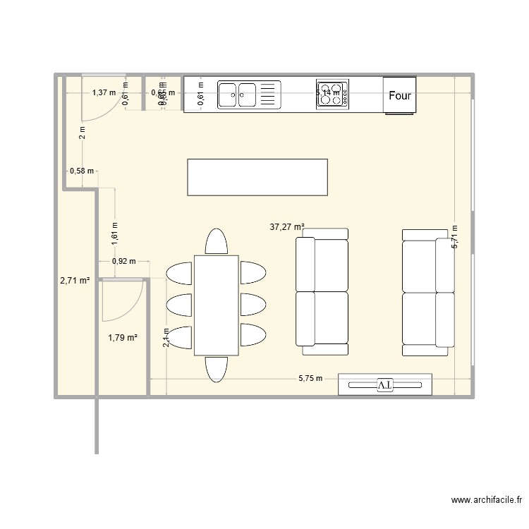 appart vitrolles. Plan de 3 pièces et 42 m2
