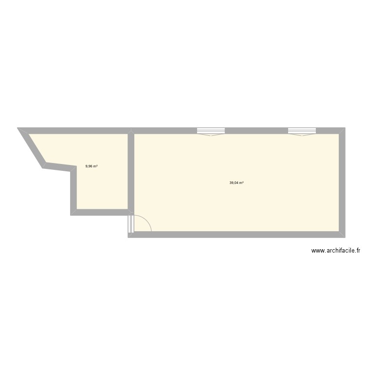 Étage 1. Plan de 2 pièces et 49 m2