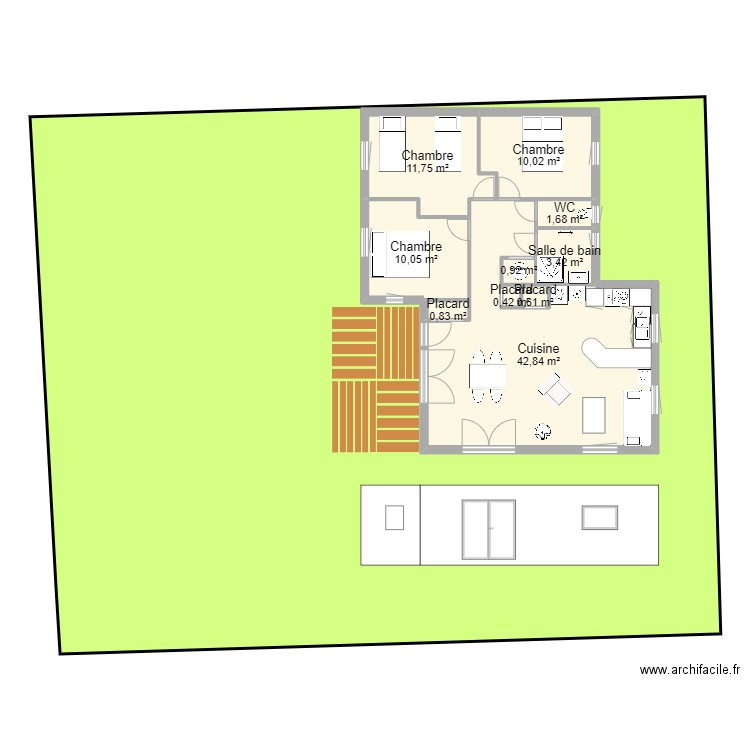 penestin 2. Plan de 10 pièces et 83 m2