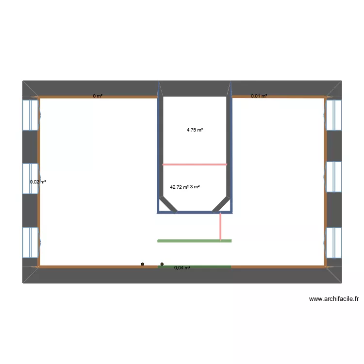 r+1 doubl&eacute;. Plan de 7  et 51 m²