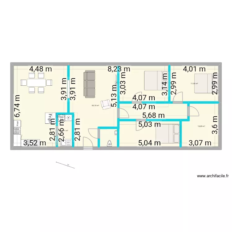 Maison. Plan de 4 Pièces et 108 m² Maison. Plan de 4 Pièces et 108 m²