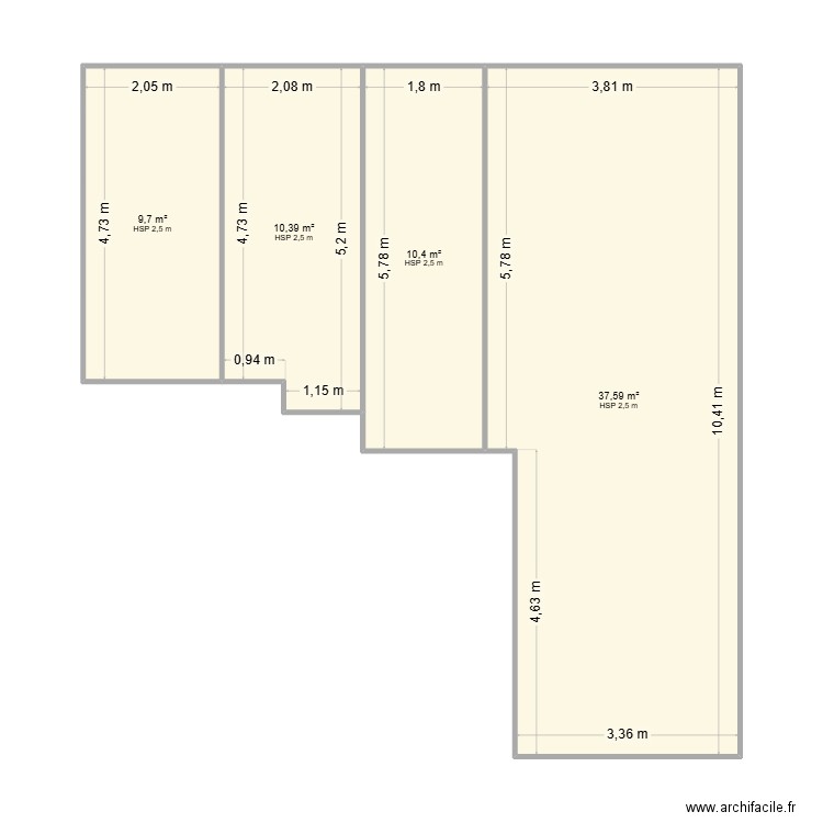 delaunay. Plan de 4 pièces et 68 m2