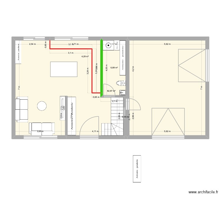 PROJET MONOPAN AVEC PLANCHER ETAGE PLEIN. Plan de 13 pièces et 186 m2