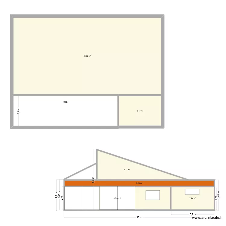 facade. Plan de 6 et 135 m² facade. Plan de 6 et 135 m²