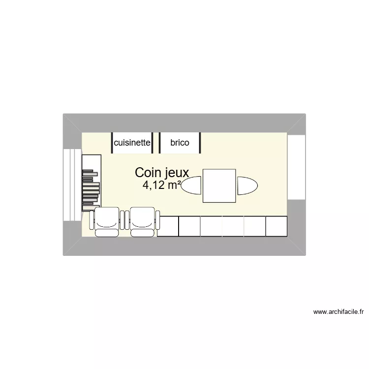 coin jeux. Plan de 1  et 4 m²