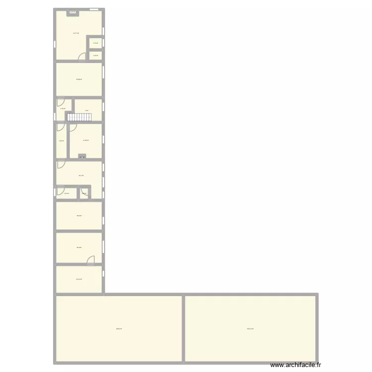 ferme initiale. Plan de 18  et 341 m²