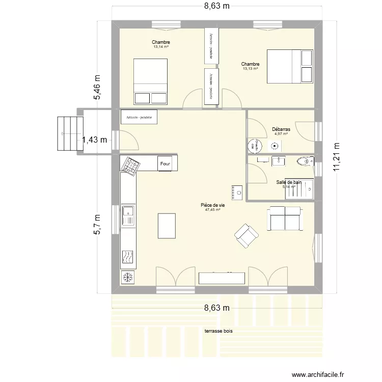 chalet madrier 2cotes. Plan de 