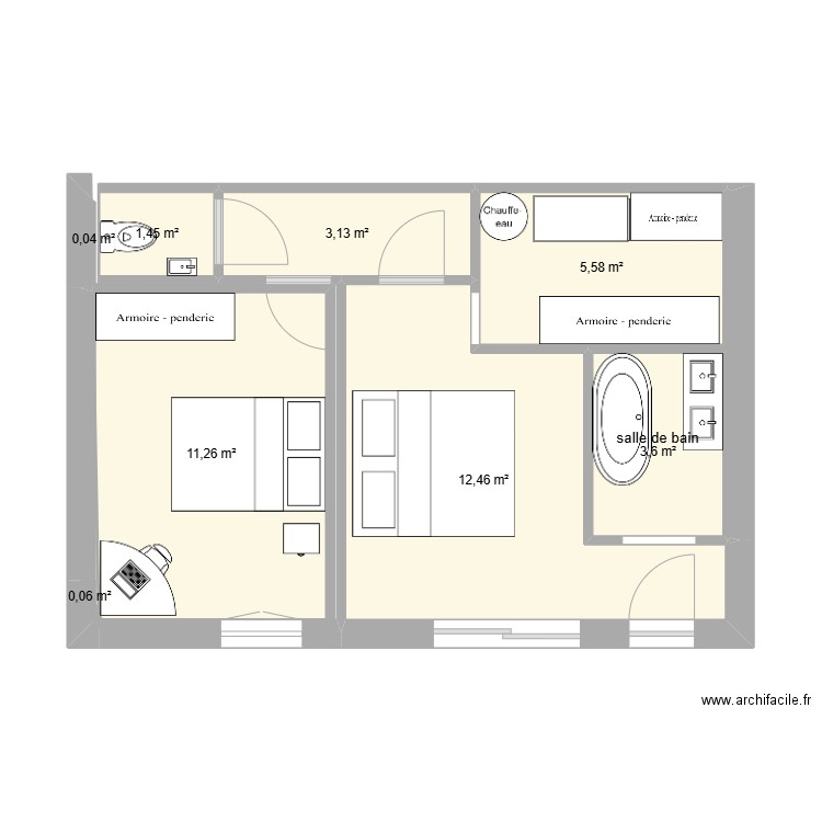 EXTENSION. Plan de 9 pièces et 38 m2