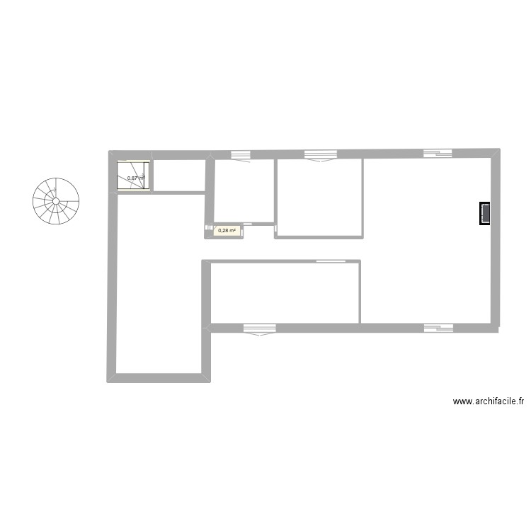 auxerre. Plan de 2 pièces et 1 m2