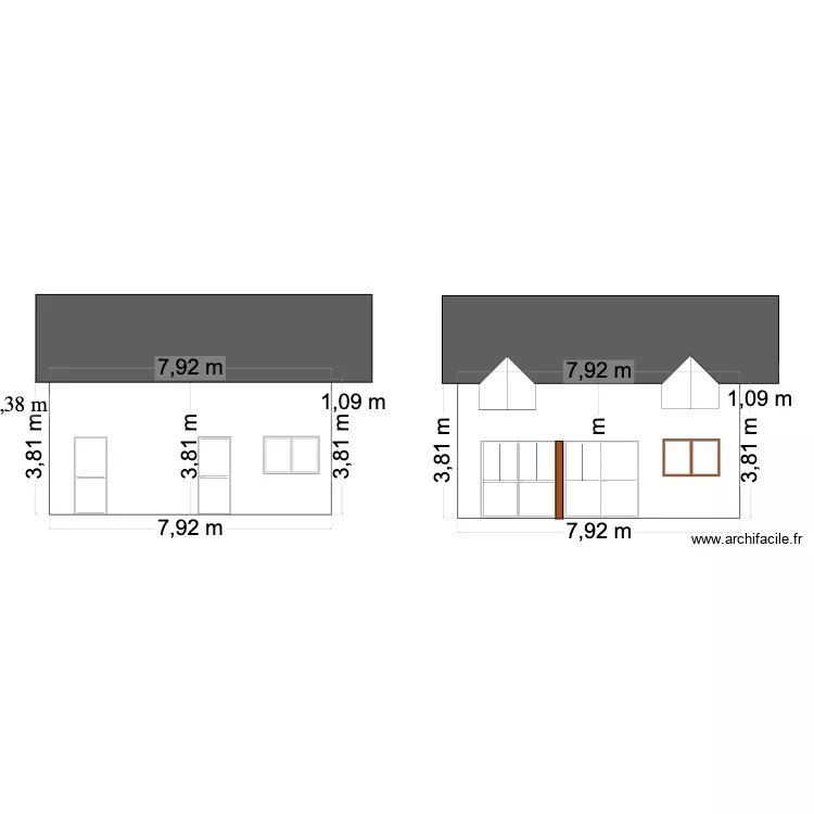 DP facade toit face est. Plan de 