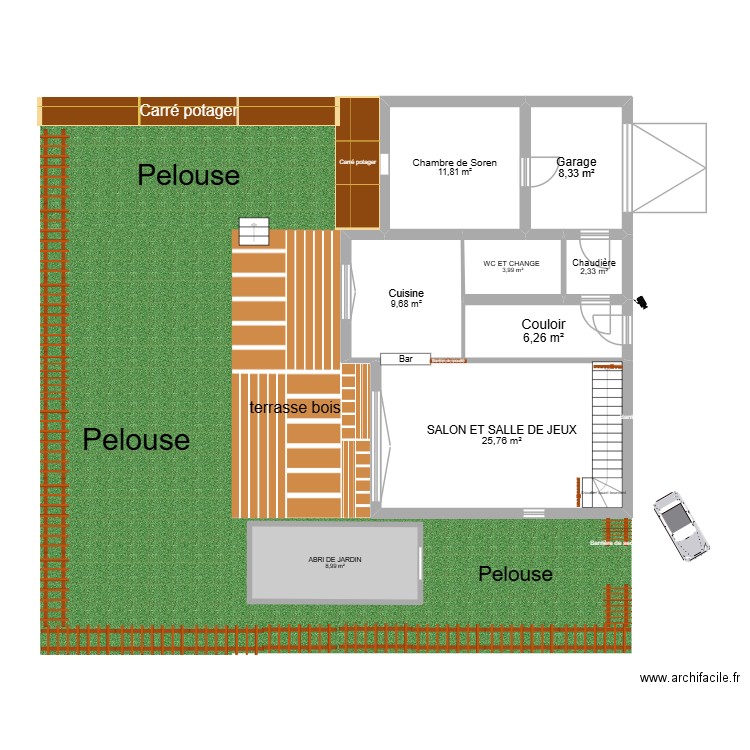 plan de la maison. Plan de 8 pièces et 77 m2