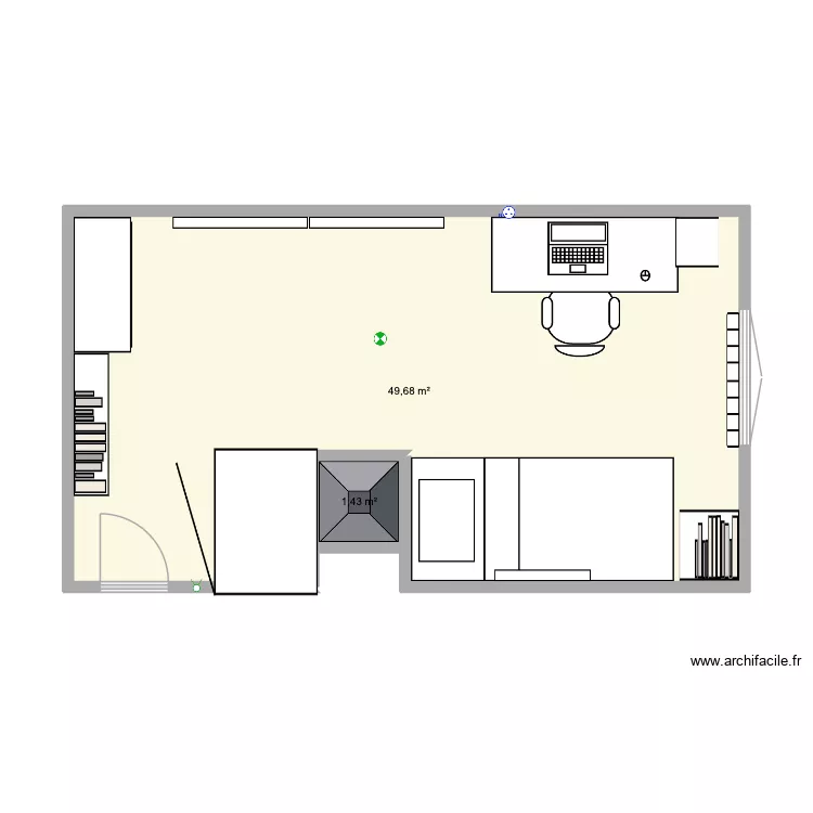 ma chambre. Plan de 2  et 51 m²