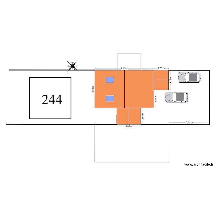 Plan de masse. Plan de 4 pièces et 145 m2