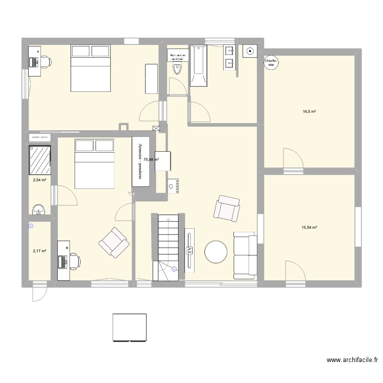 bas Meyzieu Cerfa. Plan de 5 pièces et 112 m2